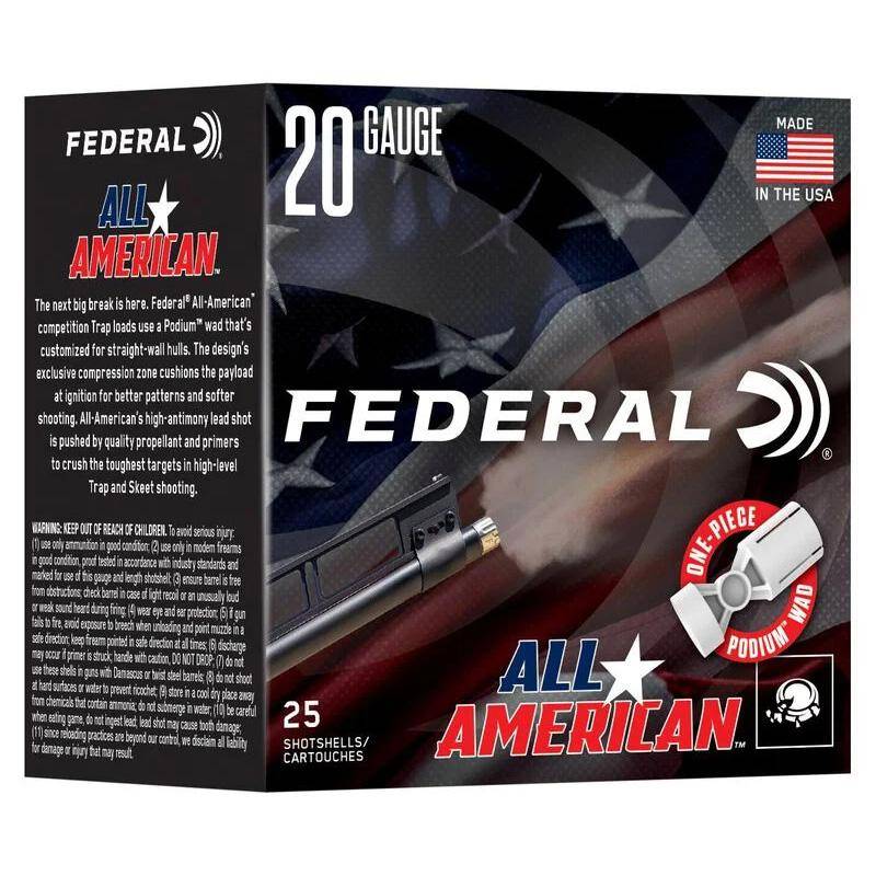 eral All American Shotshells 20ga 2-3/4 7/8oz 1200 Fps #7.5 25/ct Ammo