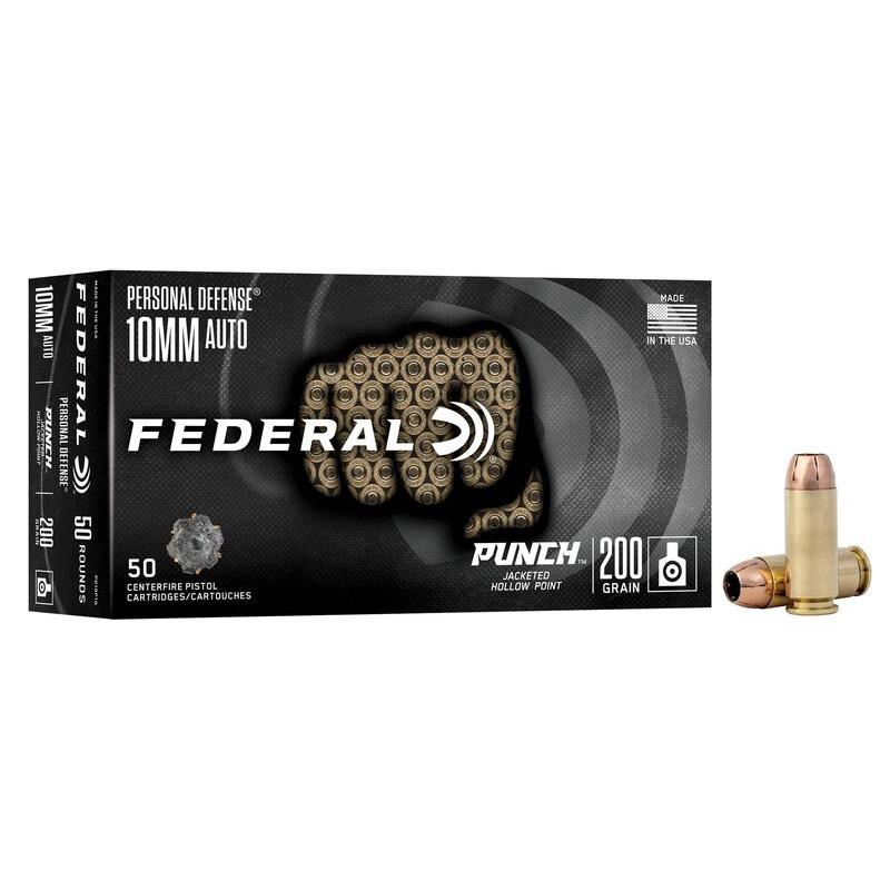 eral Personal Defense Punch Handgun Ammunition 10mm Auto 200gr JHP 1100 Fps 50/ct Ammo