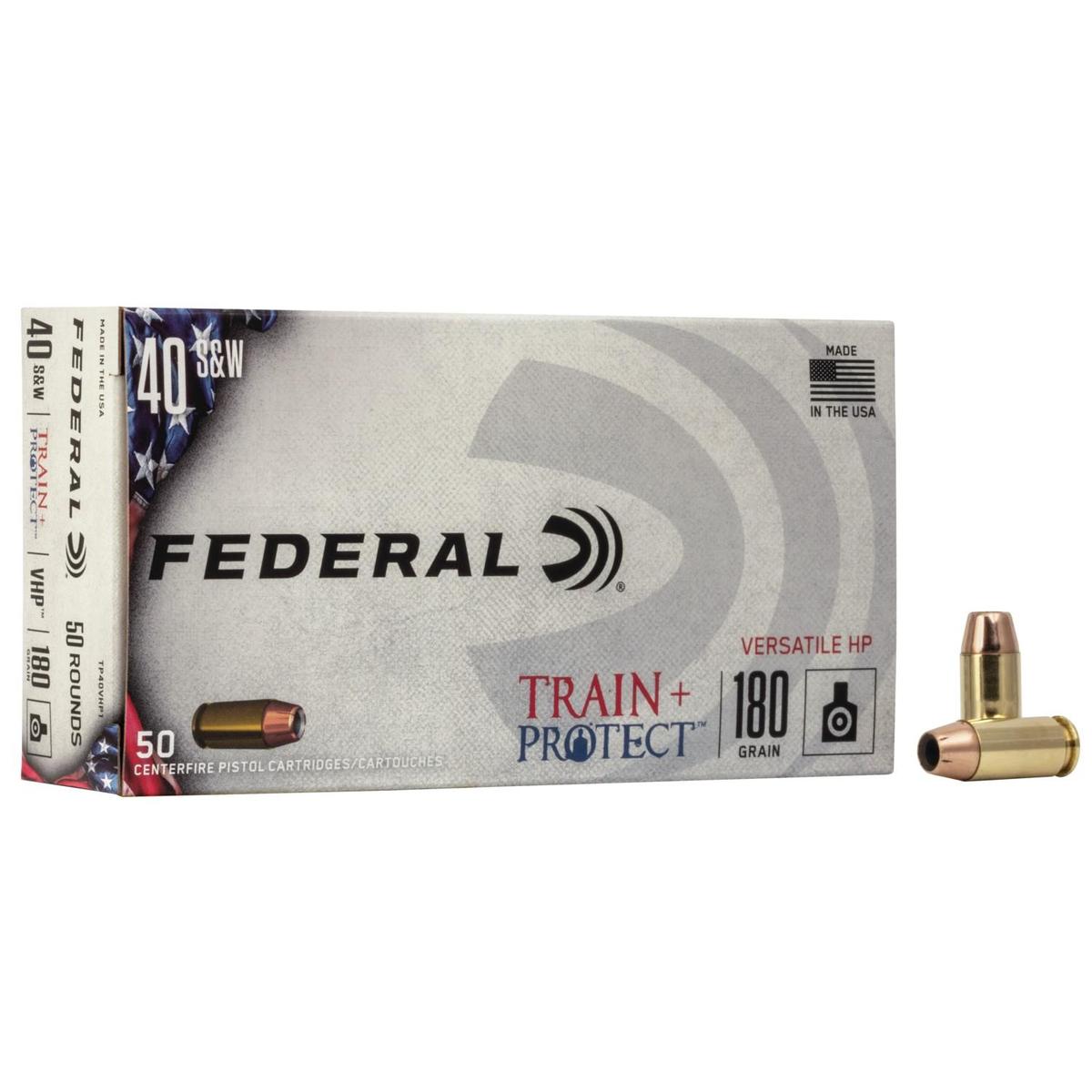 Federal Train Protect Handgun Ammunition .40 S&W 180gr VHP 50/ct eral Train Protect Handgun Ammunition .40 S&W 180gr VHP 50/ct Ammo