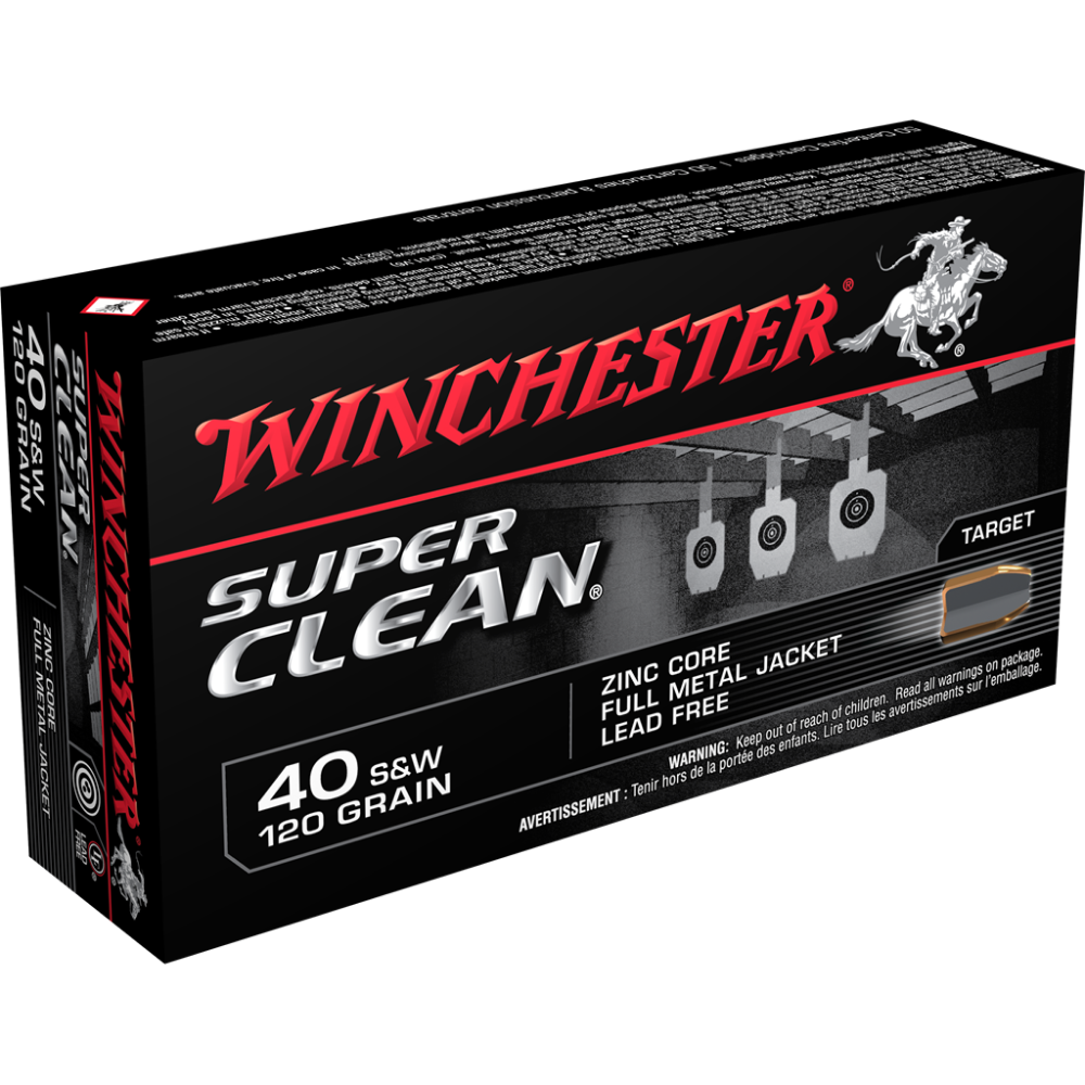 Winchester Super Clean NT Handgun Ammunition .40 S&W 120 Gr. JSP 1250 Fps 50/ct chester Super Clean NT Handgun Ammunition .40 S&W 120 Gr. JSP 1250 Fps 50/ct Ammo