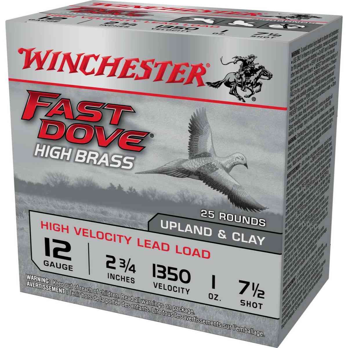 Winchester Fast Dove & Clay Shotshells 12 Ga 2-3/4 1 Oz 1350 Fps #7.5 25/ct chester Fast Dove & Clay Shotshells 12 Ga 2-3/4 1 Oz 1350 Fps #7.5 25/ct Ammo