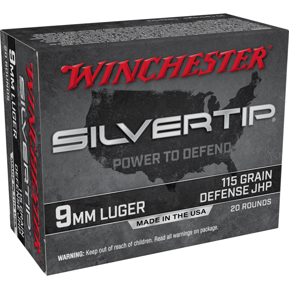 Home Winchester silvertip handgun ammunition 9mm luger 115 gr. Jhp 1225 fps 20/ct